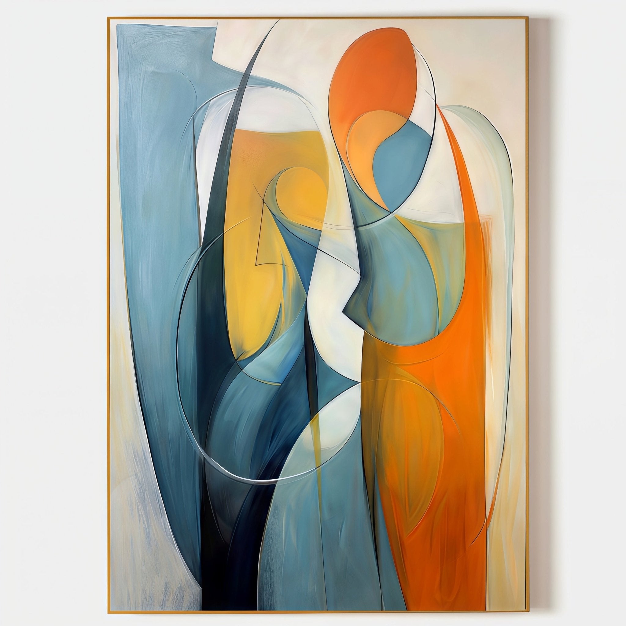 Vibrant Orange & Teal Geometric Canvas Art JC0072 - Viral Wall Art